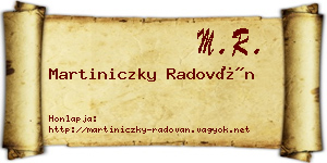 Martiniczky Radován névjegykártya